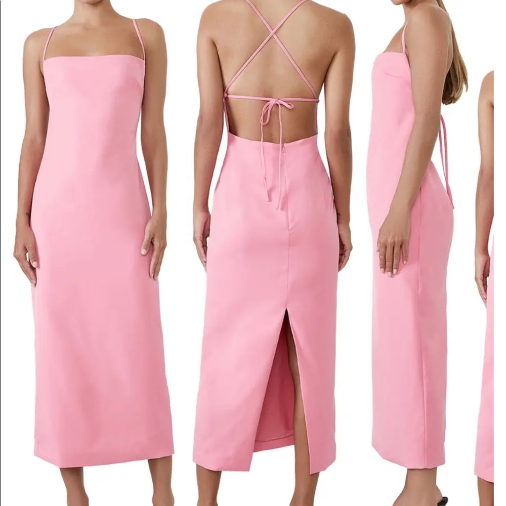 Bardot pink dress.